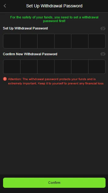 RS 786 Withdrawal Binding Account screen